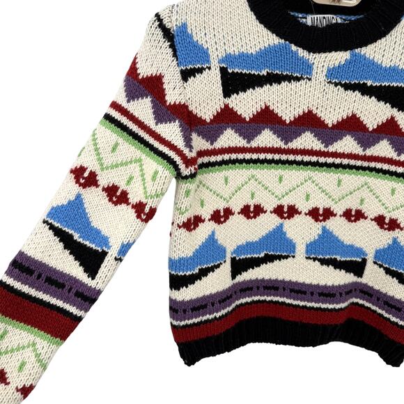 Mandinga Catedral Hand Knit Wool Sweater Aztec Chunky Anthropologie S NEW - Picture 4 of 8